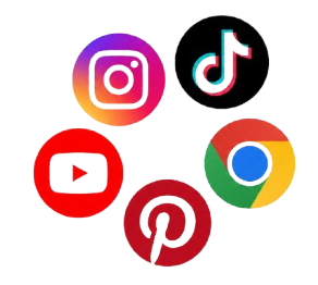 Instagram, TikTok, YouTube, Pinterest, Chrome