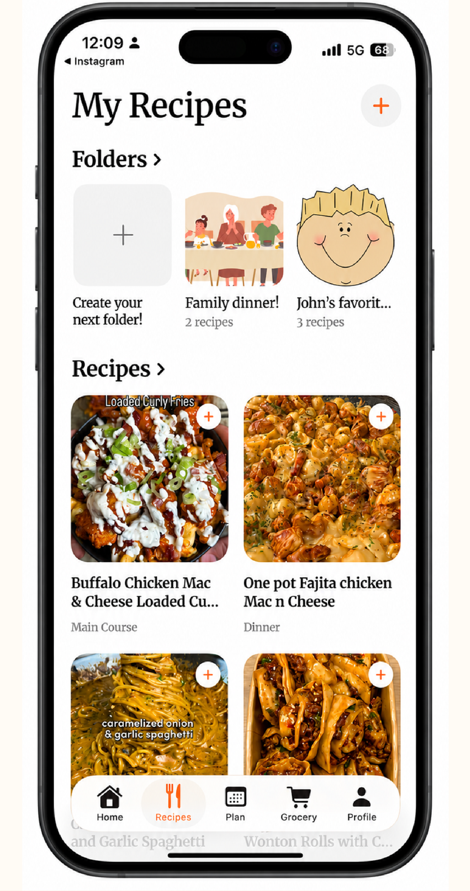 Ingredio My Recipes screen