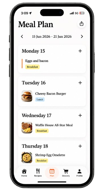 Weekly meal plan in Ingredio